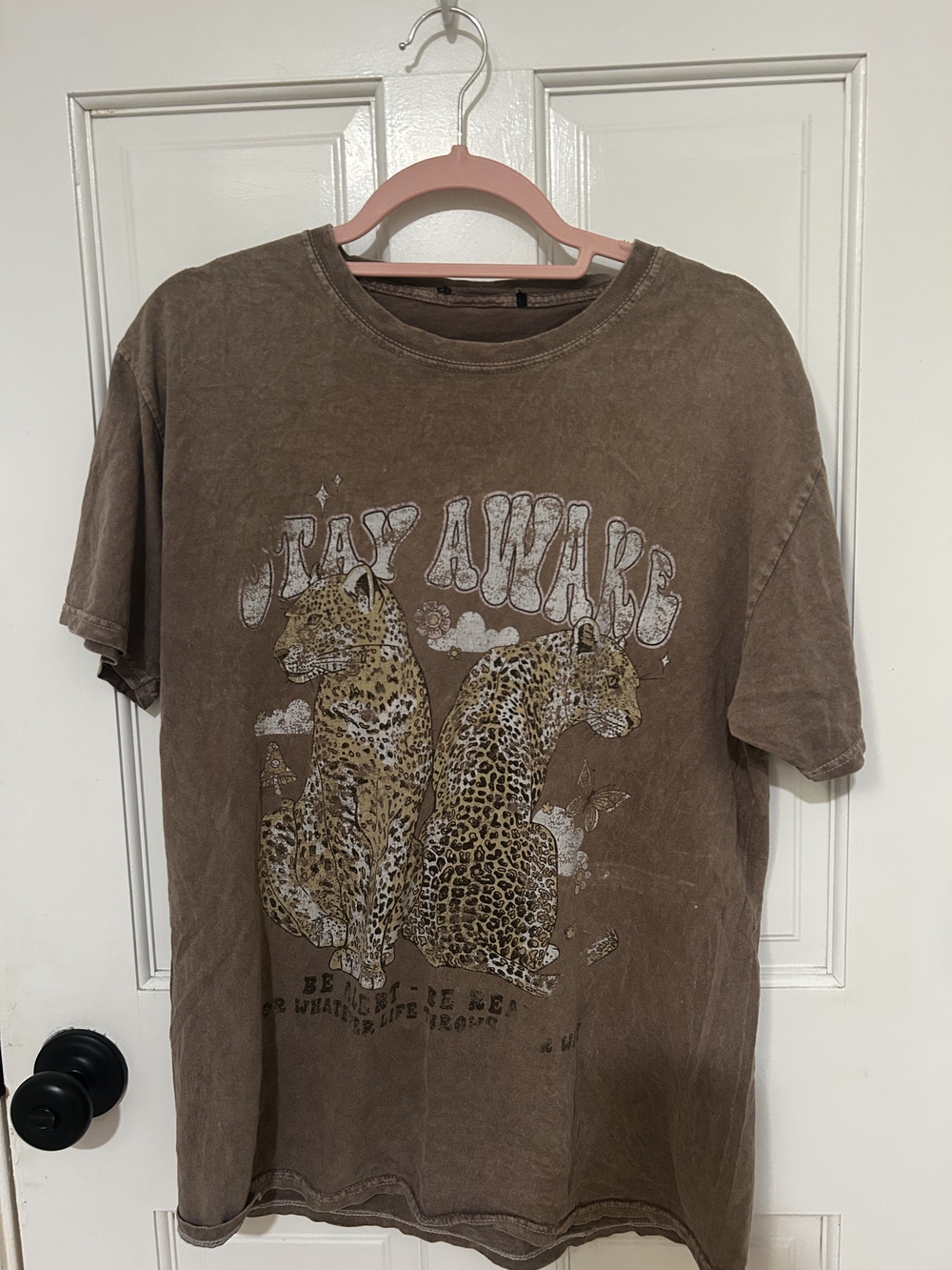 Forever 21 Brown Graphic Tee with Leopard Artwork